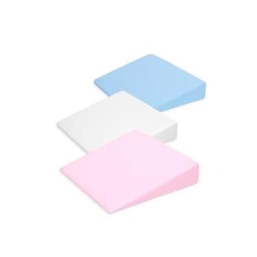 Imagem de Almofada Anti Refluxo para Bebê, Travesseiro Inclinado, Rosa, Branco e Azul