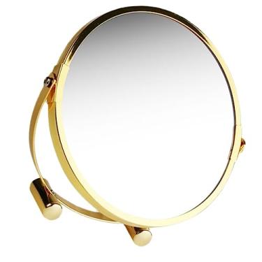 Imagem de TLTDSMY Espelho giratório de aumento espelho de aumento espelho de menina dobrável mesa de escritório maquiagem espelho de penteadeira espelho de maquiagem espelho de mesa redondo para girar ferro