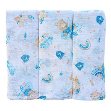 Imagem de Kit 3 Fralda de Pano Ombro Bebê 100 Algodão Enxoval Maternidade - Teci