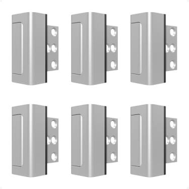 Imagem de Steinwhale Pacote com 6 fechaduras de reforço de porta de segurança doméstica, trava de segurança à prova de crianças, montada com parafuso removível, evita entrada não autorizada em casa, estrutura