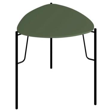 Imagem de Mesa Lateral Para Sala de Estar Baixa Pés Industrial Preto Alef I03 Mu