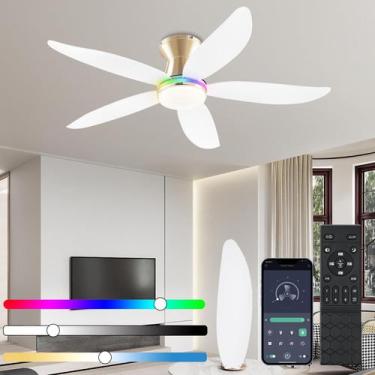 Imagem de Ventilador de teto JSAITEE 48" RGB Light Dimmable Remote 6 Velocidades