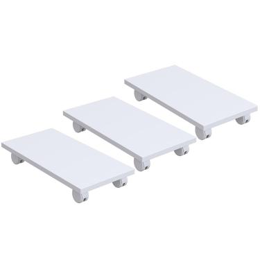 Imagem de Kit 03 Suportes Para Cpu Com Rodízios Cyber L03 Branco - Lyam Decor