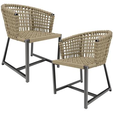 Imagem de Kit 02 Cadeiras Decorativas Para Área Gourmet Cozinha Corda Náutica Belize D04 Bege - Lyam Decor