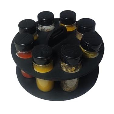 Imagem de Porta Temperos Condimentos Redondo Com Kit de Potes com Tampa Dosadora(8 potes - Sem Adesivos)
