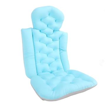 Imagem de Almofada de banho de corpo inteiro antiderrapante, secagem rápida, suporte para pescoço, almofada de banheira com ventosa, design ergonômico azul para adultos, banho, relaxamento,