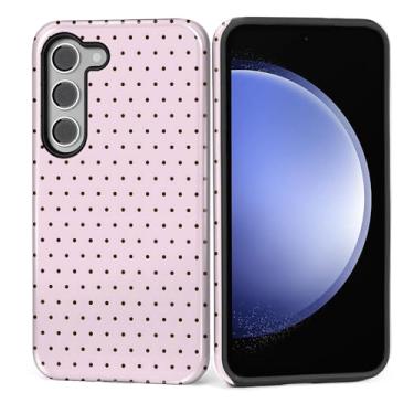 Imagem de MQJCYB Capa para Samsung Galaxy S23 Plus, híbrida, resistente, 2 em 1, resistente à prova de choque, proteção brilhante, para Samsung Galaxy S23 Plus, estampa de bolinhas, rosa