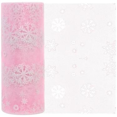 Imagem de 15 cm 10 jardas fita de floco de neve rolos de tule tecido de Natal rolo de tule fita de gaze para costura de saia Natal casamento (rosa)