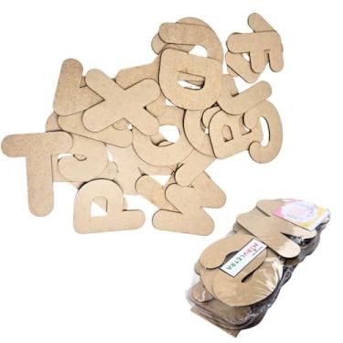 Imagem de Alfabeto Jumbo em MDF, Letras de Madeira para Alfabetização, 26 Peças, 10 cm de Altura, Recurso Pedagógico para Letramento