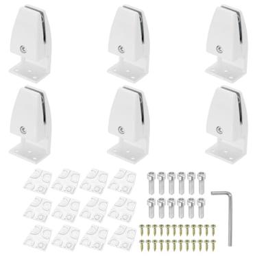 Imagem de PATIKIL 6 peças de clipes de divisória de mesa ajustáveis, grampos de suporte de proteção de espirros de alumínio em forma de L, clipes de divisão de mesa para escritórios, lojas, painel de