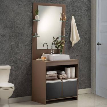 Imagem de Gabinete e Espelheira Plena Max 80 Cm Bronze/Preto