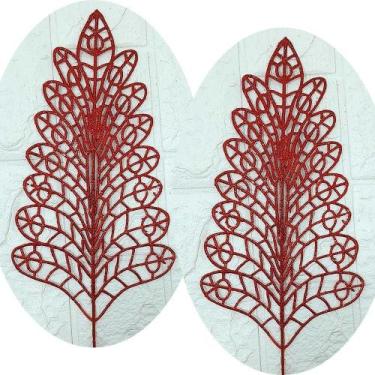 Imagem de Folhas Flores árvore Natal Gliter Vermelho De 40cm Kit 4pçs - Gici Dec