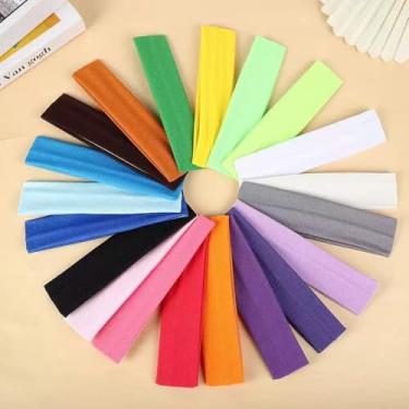 Imagem de Kit 6 Pc Faixa de Cabelo Elásticas Fina para Yoga Corrida e Fitness (12,Preto)