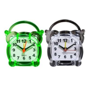 Imagem de Relógio de Mesa Despertador Analógico Quartz Alarme de Cabeceira Despertador de Mesa para Quarto e Escritório | Relógio com Alarme Ajustável e Design Moderno (Kit 2 relógios E)