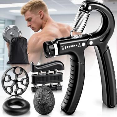 Imagem de Fortalecedor de aderência ajustável, pacote com 5, kit de dispositivos de fortalecimento das mãos, fortalecedores de pulso e antebraço para fisioterapia, recuperação de entorse, academia em casa