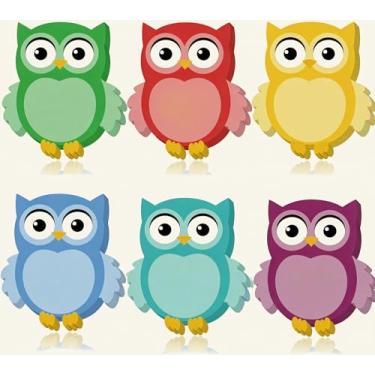 Imagem de 6 peças de notas adesivas de coruja fofa, blocos de notas autoadesivos para escritório, lembretes de casa que o professor deve ter, 30 folhas por bloco, blocos de notas de mesa multicoloridos