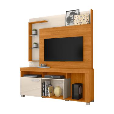 Imagem de Estante de TV 50 Pol 160cm Sala de Estar Velora Cinamomo/Off White M20 - D'Rossi