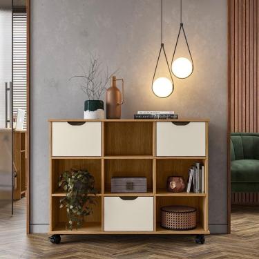 Imagem de Nicho Organizador Com 03 Gavetas E Rodízios Freijó Off White Qmovi