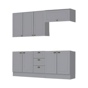Imagem de Cozinha Modulada Cooktop 4 Peças Com Tampo Henn Americana Cinza