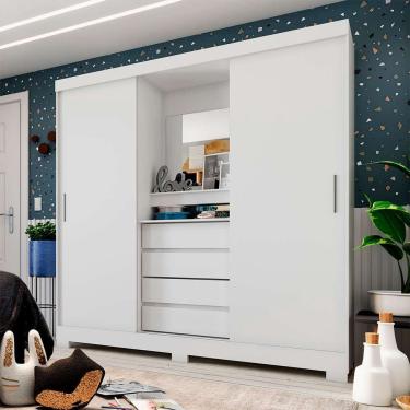 Imagem de Guarda-Roupa Casal com Espelho e Penteadeira Grécia 2 pt 4 gv Branco