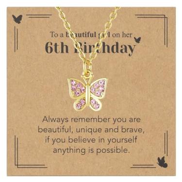 Imagem de Sepfavo Colar de borboleta de cristal para meninas, 6, 7, 8, 9, 10, 11, 12, 13, 16, 18, presente de aniversário, incrustado com zircônia, colar de diamante infantil hipoalergênico, 18, Aço inoxidável
