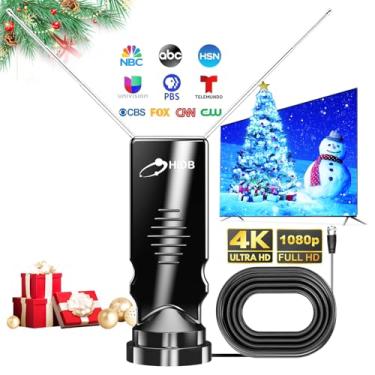 Imagem de HIDB Antena de TV portátil, alcance de 80 km para canais de TV HDTV gratuitos, base pegajosa para fácil colocação, adequado para antena de carro doméstico TV HD digital interno externo