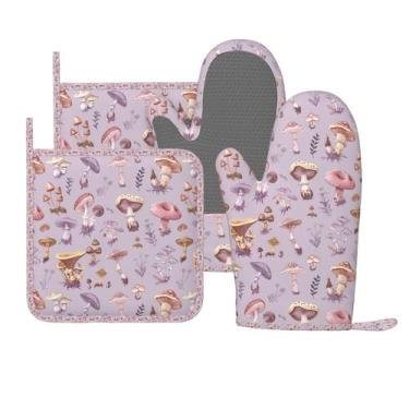 Imagem de Conjunto de luvas de forno, porta-panelas, silicone, resistente ao cal