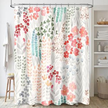 Imagem de Cortina de chuveiro MAYZUS Extra Long 180x210 cm com design floral
