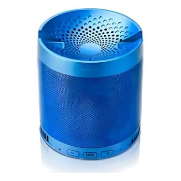 Imagem de Caixa de Som Bluetooth Portátil, Azul,10.5x9.5cm, 3h de Carregamento