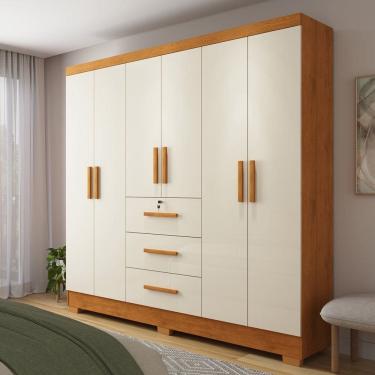 Imagem de Guarda-roupa 6 Portas 3 Gavetas Amanda marrom / Off white