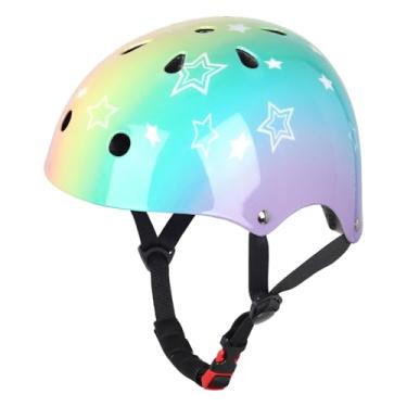 Imagem de Capacete de bicicleta infantil para meninos e meninas, capacete de bicicleta ajustável de bebês a crianças, multiesportivo para scooter skate roller/skate em linha (Rainbow Star)