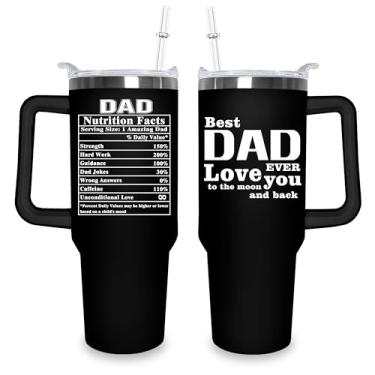 Imagem de Sunmdecor Copo Best Dad Ever 1,134 g com tampa e canudo - Copos de aço inoxidável com isolamento de parede dupla para bebidas quentes ou frias, perfeito para viagens, Dia dos Pais e presentes de Natal
