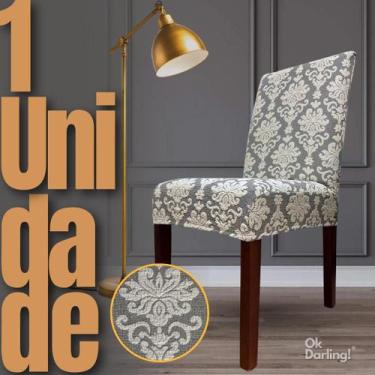 Imagem de Capa de Cadeira Linha Premium Imperial Romana - Cinza/Off White - OK D