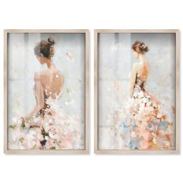 Imagem de Blush Pink Dreamscape Conjunto de 2 painéis Shadowbox Print Glam Wall Art por Art Remedy, moldura branca, 21 x 31