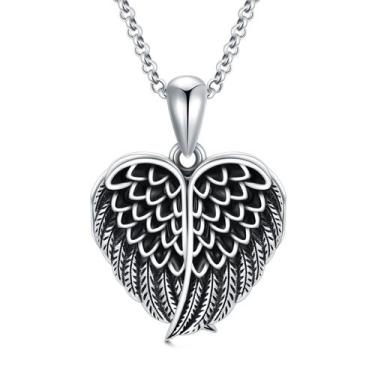 Imagem de Colar SOULMEET Angel Wing Heart Locket em prata 925