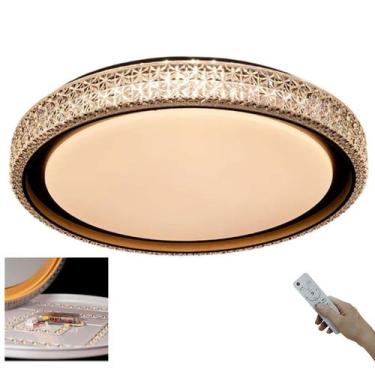 Imagem de Luminaria Plafon LED 3 Tons Cristal Luxo Controle Remoto Casa Loja Tra