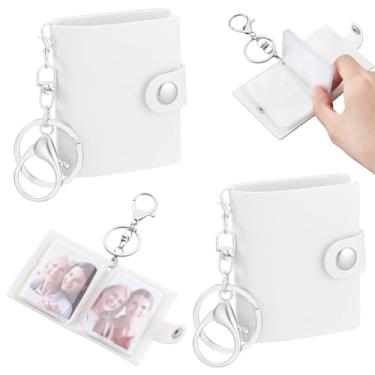 Imagem de AHANDMAKER Pacote com 4 Mini Álbum de Fotos Pequeno de 5 cm com Chaveiro Bolso Álbum Chaveiro Porta-Cartões de Couro Porta-Cartões Livro Mini Álbuns Chaveiros Formatura Aniversário Dia dos Namorados