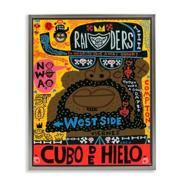 Imagem de Stupell Industries Retrato icônico de colagem hip hop preto emoldurado em tela flutuante, arte de parede, design por Jorge R. Gutierrez, 89 x 63 cm