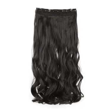 Imagem de Aplique de Cabelo Orgânico Ondulado Preto Natural com Presilha Tic Tac, 65cm, Alongamento Instantâneo e Volumoso, Fios Sedosos, aplique feminino | cabelo orgânico ondulado | extensão de cabelo com presilha | alongamento natural | aplique postiço feminino