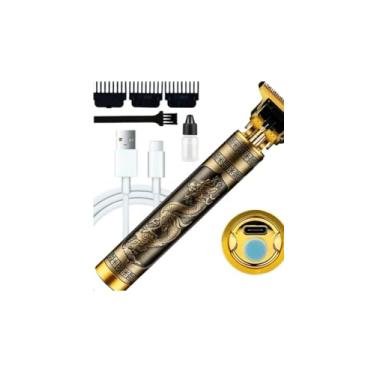 Imagem de Máquina Profissional Dragão Acabamento Sem Fio Cabelo Barba Pezinho Personalizada Com Limitador de Lamina Ajustável Recarregável 4 Pentes Óleo Escovinha Kit Conjunto Aparador Acabamento