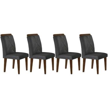 Imagem de Cadeira Sala de Jantar Amsterdã Madeira Kit 4 Un Capuccino - Linho Grafite - Rufato