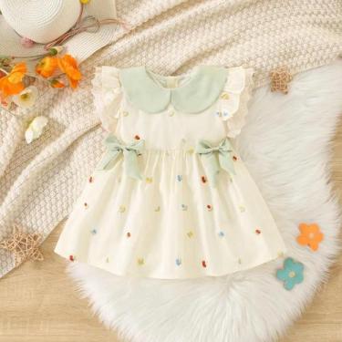 Imagem de Vestido de Princesa Bebê - Renda, Arco e Bordado - Verão, 9-12 meses, 