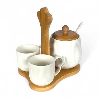 Imagem de Conjunto Oásis Suporte Bambu Açucareiro E Xícaras Café 90ml - Hauskraf