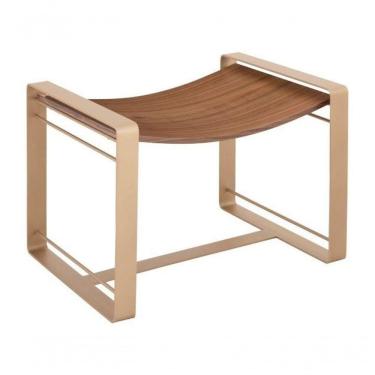 Imagem de Puff Madeira E Metal Dourado 0,60x0,45mt Barra