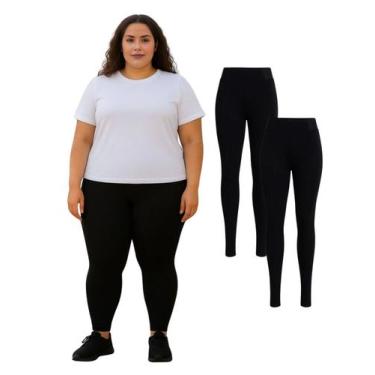 Imagem de Kit Com 2 Calça Legging Feminina Plus Size Preta - Roger, Preto, G2