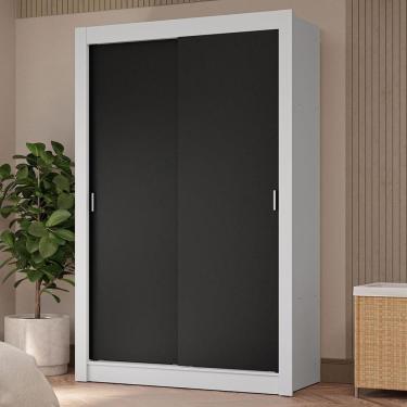 Imagem de Guarda-roupa Solteiro 2 Portas Correr 4 Gavetas Branco/Preto