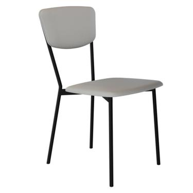 Imagem de Cadeira Estofada Para Sala De Jantar Village Preto C01 Courino Off White - Lyam Decor