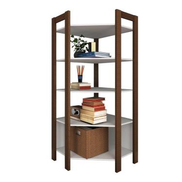 Imagem de Estante De Canto Closet Multiuso 5 Prateleiras Az1020 Nogal-branco - Tecno Mobili