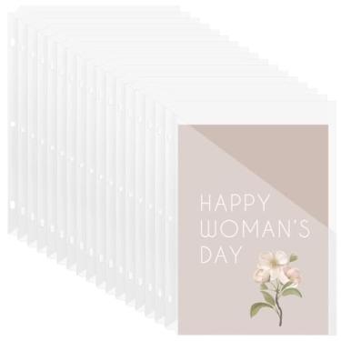 Imagem de Mangas transparentes para fichário de 50 peças, pastas perfuráveis de 3 anéis para organizar documentos, jaquetas de arquivo translúcidas para uso no escritório e na escola