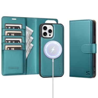 Imagem de Shieldtop Compatível com Magsafe Magnetic 2 em 1 Capa carteira destacável para iPhone 13 Pro com compartimento para cartão de crédito, homens e mulheres, couro PU bloqueio RFID Flip Kickstand para